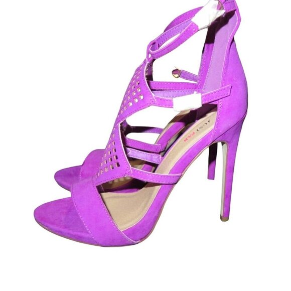 Justfab Gloria Purple Vegan Leather Laser Cut caged pumps size 8 true to size - Picture 1 of 15